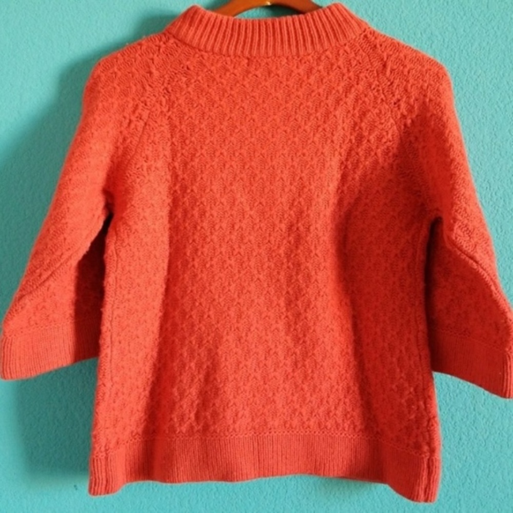 {Boden} Orange Knit Button-down 3/4 Sleeve Cardigan Sweater - Picture 3 of 7